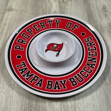 NFL Property of Tampa Bay Buccaneers Chip and Dip Plastic Party Tray 12 inches