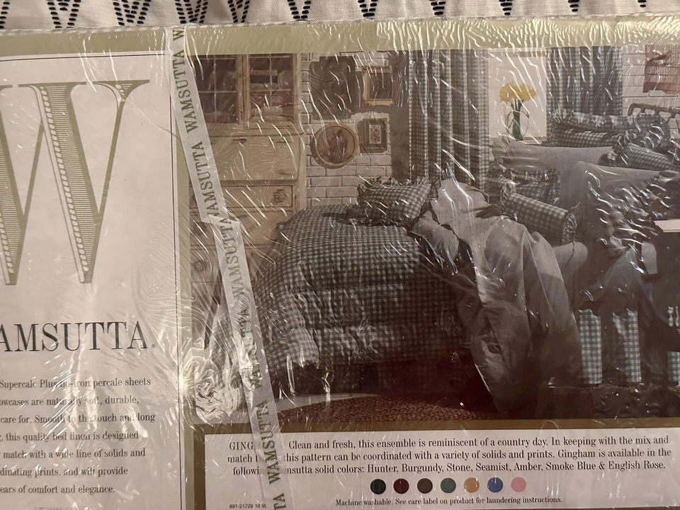 VTG Wamsutta Supercale Plus Twin Flat Sheet BLUE Gingham - Image 3 of 4