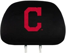 Cleveland Indians Premium Pair of Auto Head Rest Covers, Black, Elastic,...