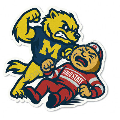Michigan Wolverines Beating Up Brutus Ohio State Buckeyes Sticker Decal 21