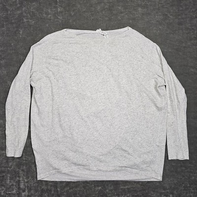 Lululemon Shirt Womens 4 Gray Long Sleeve Boat Neck Cotton Yoga Athletic Top