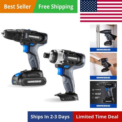 20V Cordless 2-Tool Combo Kit: Drill and Impact Driver with 1.5Ah Battery and...