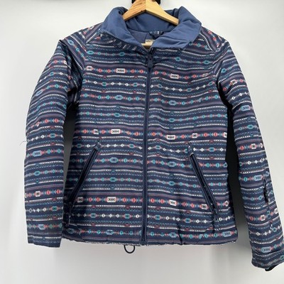Roxy Ski Jacket Girls 10 M Navy Blue Tribal Geometric DryFlight 10K Snowboard