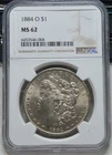 NGC MS 62 - 1884 O Morgan Silver Dollar. A1311.