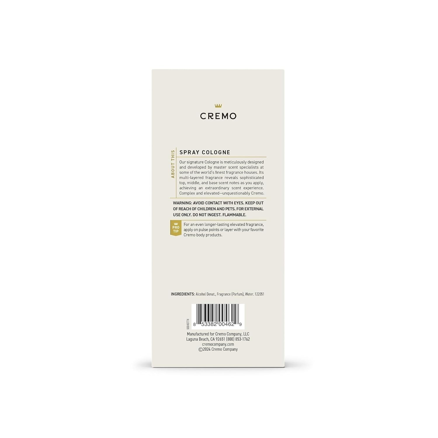 Cremo Bourbon & Oak Cologne for Men 3.4oz – Distiller’s Spice & White Oak Scent