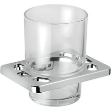 Croydex Sutton Bathroom Tumbler Holder Chrome & Frosted Glass Wall Mounted Cup
