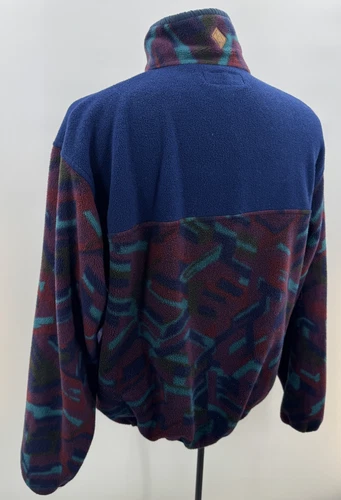 Vintage MERKLEY HEADGEAR Blue Aztec Print Fleece Sherpa Sweater Pullover Sz XL image 2