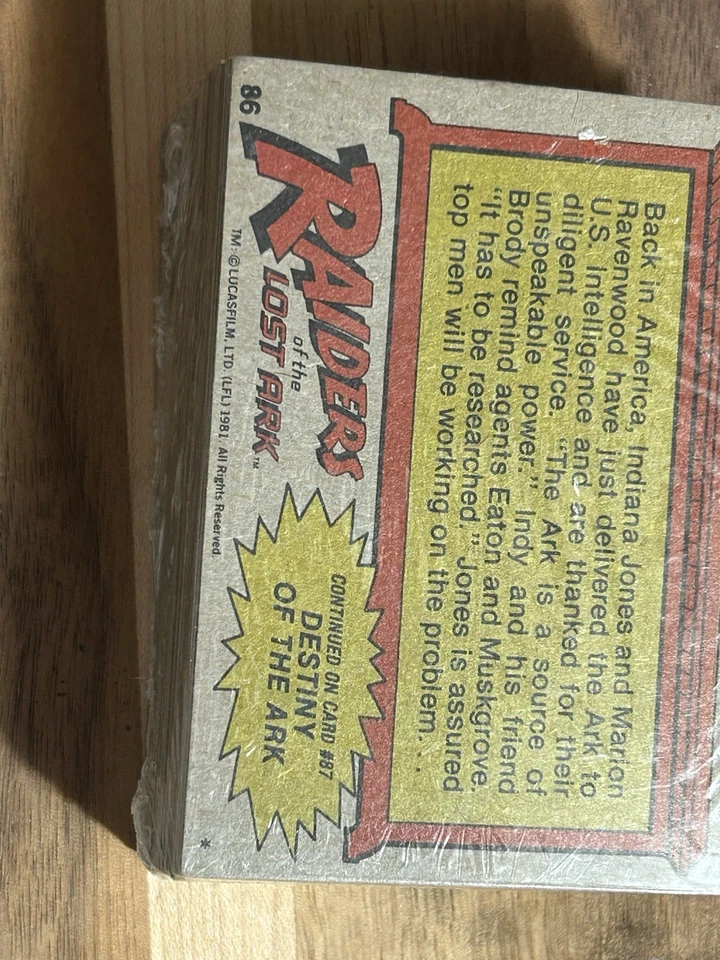 Juego de cartas coleccionables Topps Raiders of the Lost Ark 1981 sellado prístino -83 cartas Foto 3 de 3