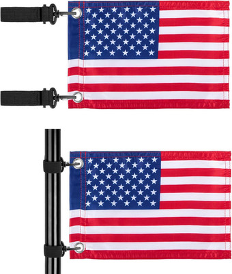 2-Pack 6x9'' American Golf Cart Flags with Elastic Strap for Easy Installation