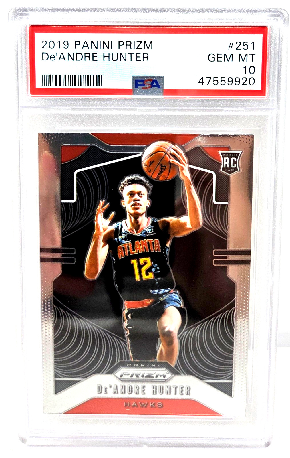 2019 Panini Prizm De`ANDRE HUNTER RC Rookie Basketball Card PSA 10 GEM MINT view 1