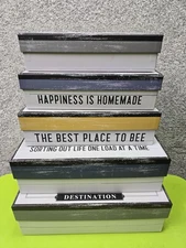 Farmhouse Decorative Nesting Storage Boxes Set Of 5 Laundry Kitchen Bee Quotes