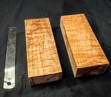 2 Pack Figured Maple Burl Blocks 6” x 2.25” x 1.3” – Knife Handle / Pistol Grip