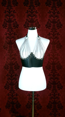 Unterbrust Korsett BH Ketten Kettenbh Korsage Bralette Bustier Rave Gothic