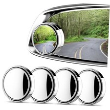 4 Pcs Blind Spot Car Mirror with Frame 2 Inch HD Glass Wide Angle Silver Round