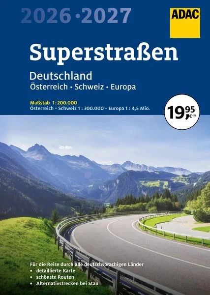 ADAC Superstraßen Autoatlas 2026/2027 Deutschland 1:200.000, Österreich, Schw...