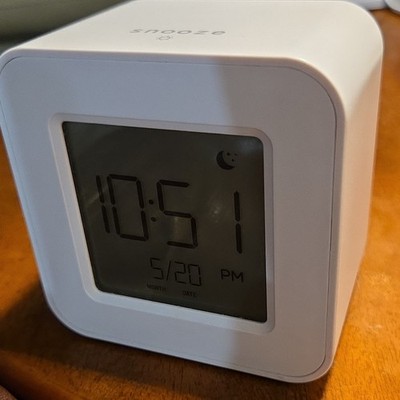 Capello White Digital Alarm Clock Snooze Square Battery Powered Quartz Bedroom