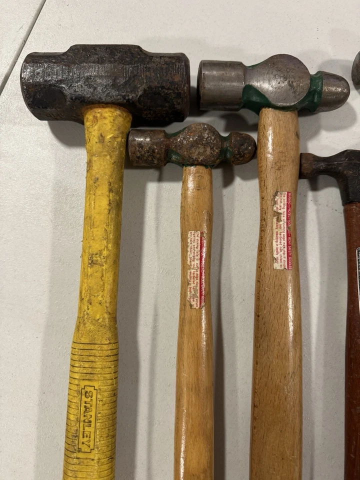 6 Hammer Lot Ball Peen Stanley Sledge Fiber Glass Handle Carpenter Hammer Wood - Image 2 of 4