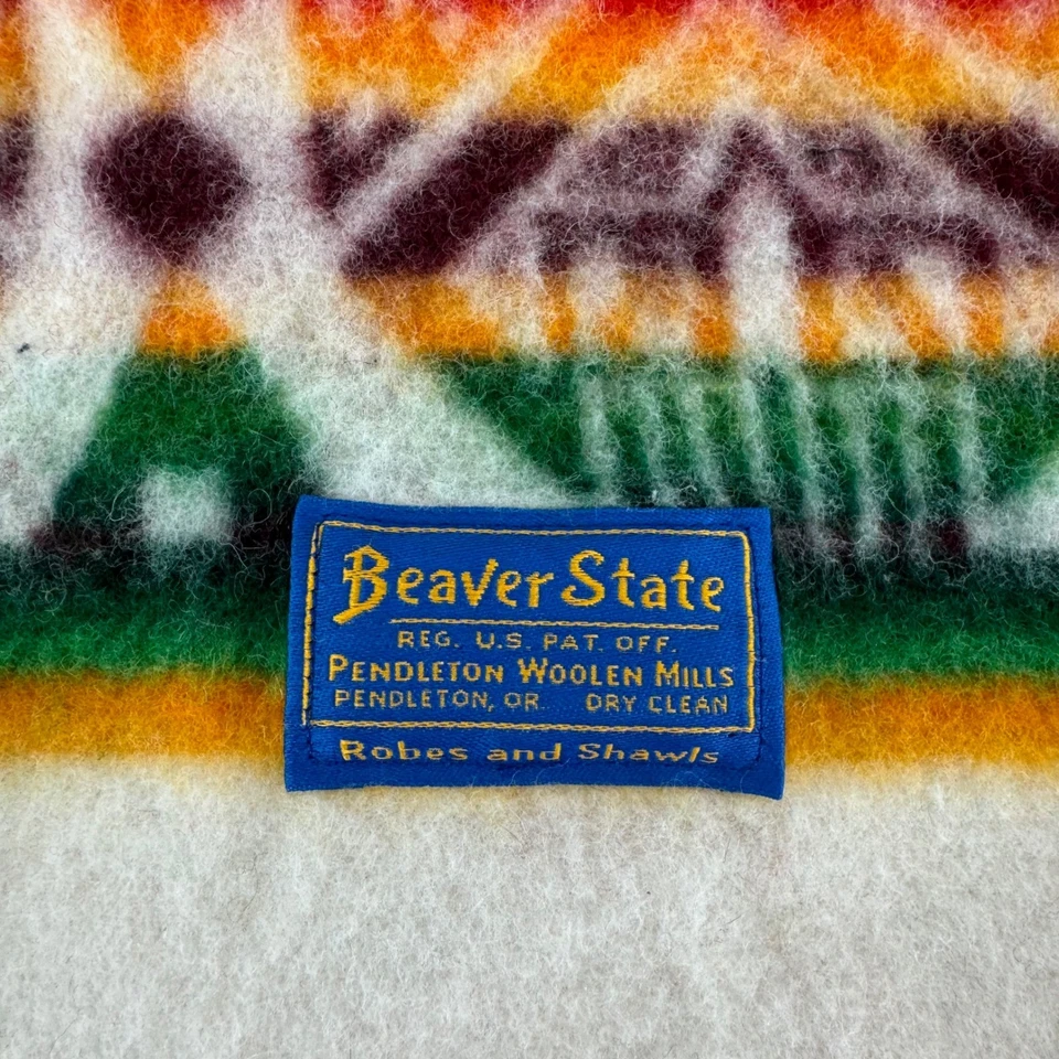 Beaver State Pendleton Woolen Mills Manta Bata Mantón Geométrico Nativo Americano Foto 2 de 3