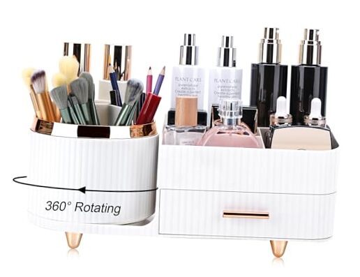 Makeup Organizer for Vanity, Cosmetic Display Case with Drawers, Fits White