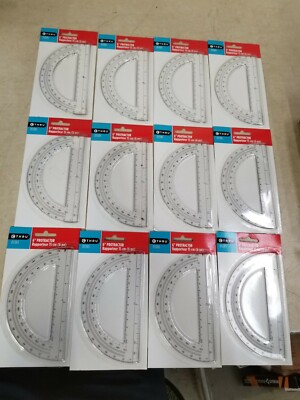 Lot of 12 - C THRU 6  protractor Clear 180 Degrees