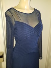 Beautiful Calvin klein blue sheer Swarovski crystal long cocktail wedding dress