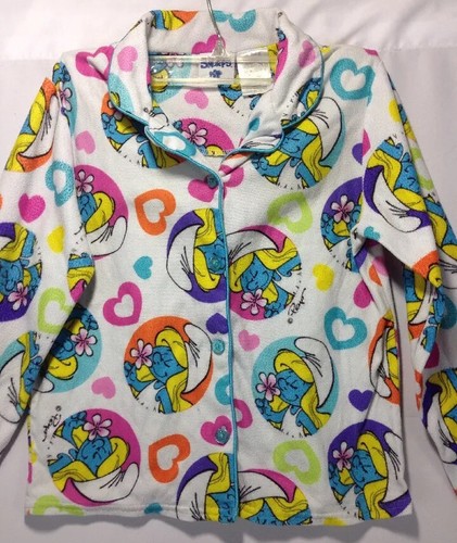 The Smurfs PJ Pajama Shirt Only Daisy Smurf Smurfette Girls Size 10/12 - Picture 5 of 12