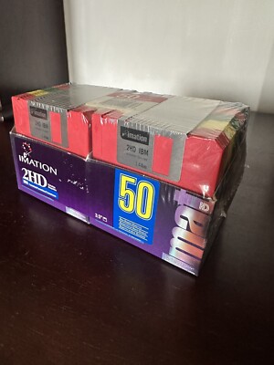 Imation 3.5'' HD IBM Formatted Rainbow Color Diskettes NEW Factory Sealed 50 Pack