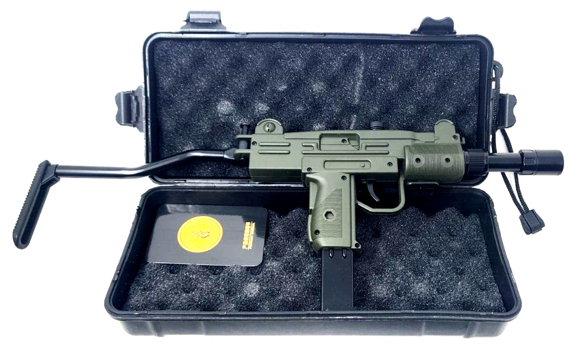 Replica Mini UZI Submachine Gun Pistol LIGHTER & Case ABS/Metal Jet