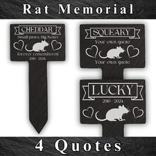 Personalised Pet Memorial Engraved Slate Grave Marker Stake Plaque Rat Loss Gift
