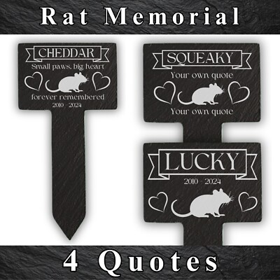 Personalisierte Ratte Denkmal Haustier graviert Schiefer Grabmal Pfahl Plakette Verlust Geschenk