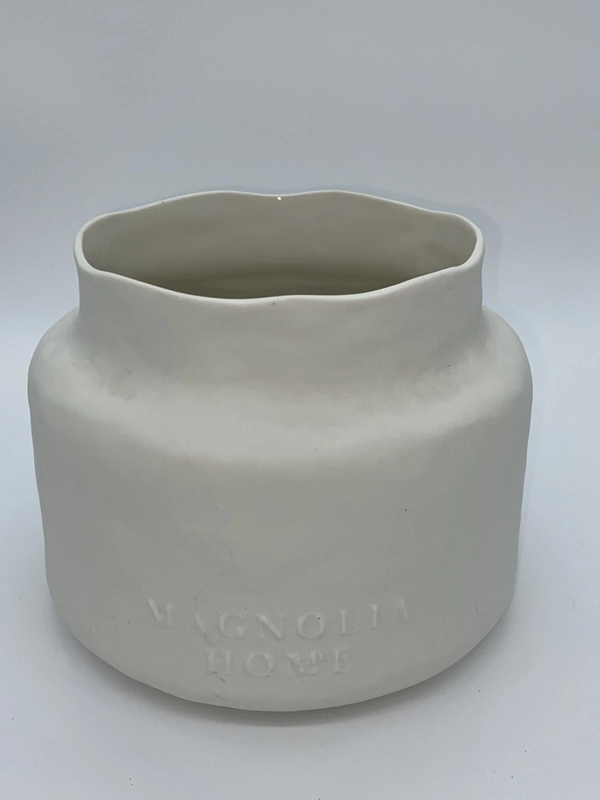 Magnolia Home Embossed White Organic Jug Vase Planter Farmhouse Boho Rare