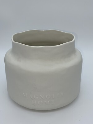 Magnolia Home Embossed White Organic Jug Vase Planter Farmhouse Boho Rare