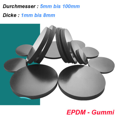 Produktbild von GAOHUAF EPDM-Dichtungsscheiben 10 Stück – Ø5–100mm, Dicken 1–4mm, Schwarz, Stoßdämpfend & Wasserdicht