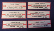 Lot of 6 Jukebox Tags 45 RPM Title Strips THE VAUGHN BROTHERS