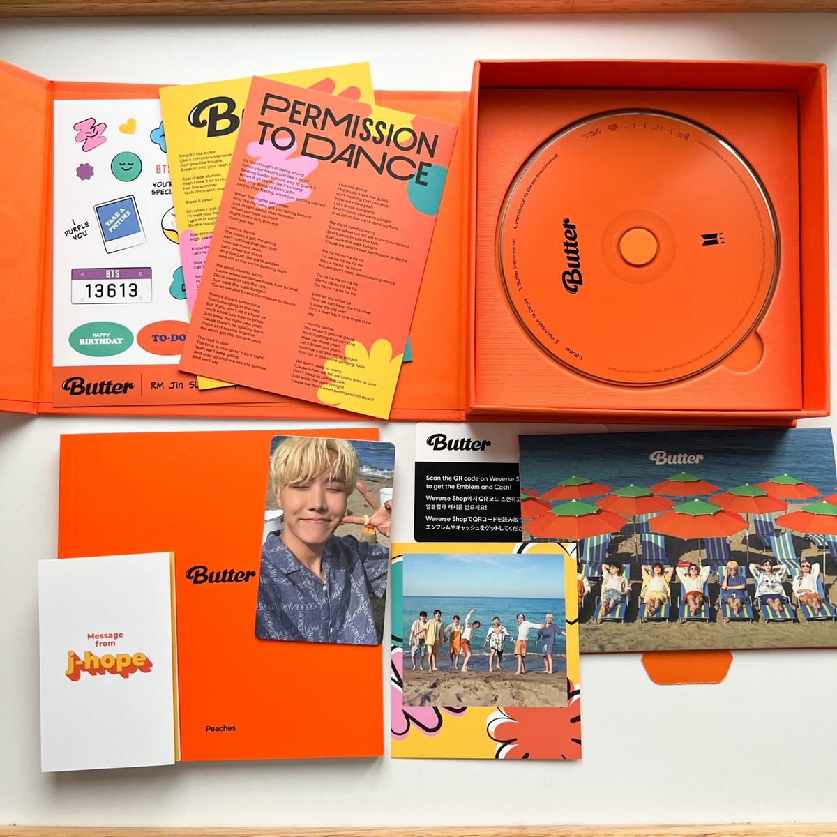 Butter【Peaches Ver.】 BTS Butter Album Peaches ver. opened, J-Hope Hoseok photocard & J