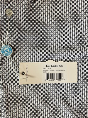 Dプライス GENTEAL Brrr Polo Golf Shirt Baseball Print Men's Large White With