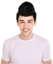 HPO Adult Men's Anime Series Character Black Retro Pompadour Wig, HM-1730