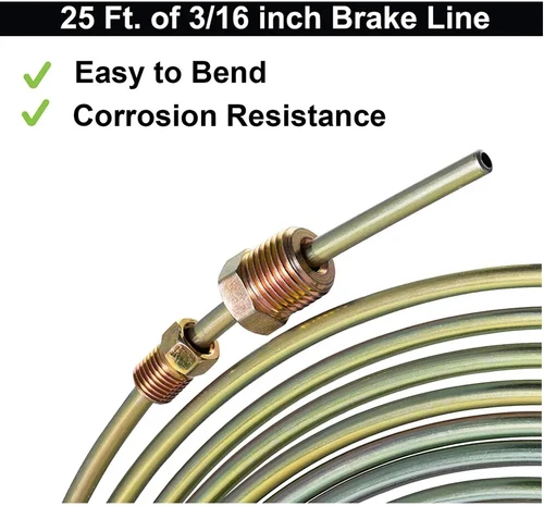 1Pcs Brake Line Tubing Kit Galvanized Steel 25 Ft. Roll Coil 3/16"OD 16 Fittings - Picture 5 of 13
