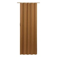 Oak Vinyl Accordion Door with Hardware Via 48 in. x 96 in. Striker Plate Magnet