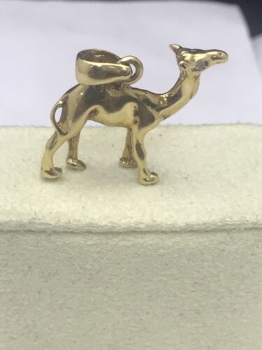 18k Solid Y. Gold Camel Dimoned Eyes - image 1