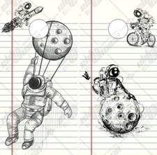 Astronaut Paper Doodle Cornhole Wrap Bag Toss Skin Decal Sticker Wraps