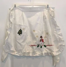 Womens Decorative Kitchen Apron White Christmas Approx 18 X 18 Inches 151