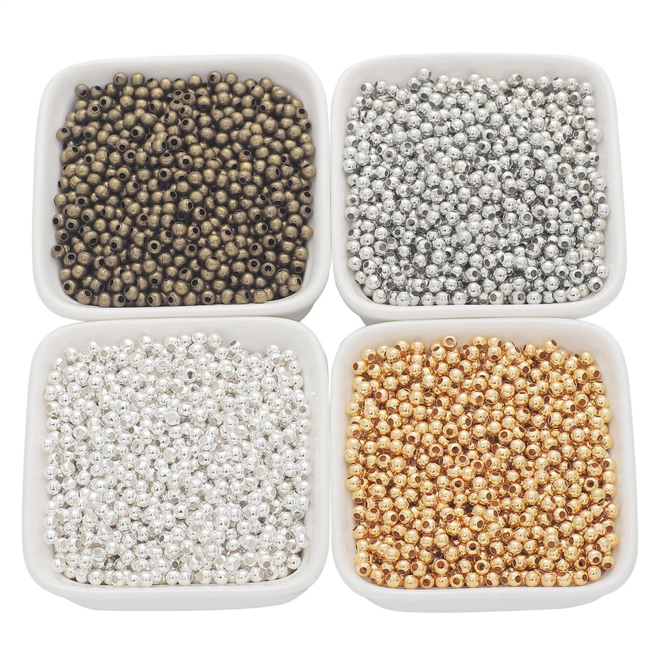 2000 Pcs Metal Small Round Beads 3.2mm Mini Smooth Ball Spacer Jewelry Finding - Image 2 of 4