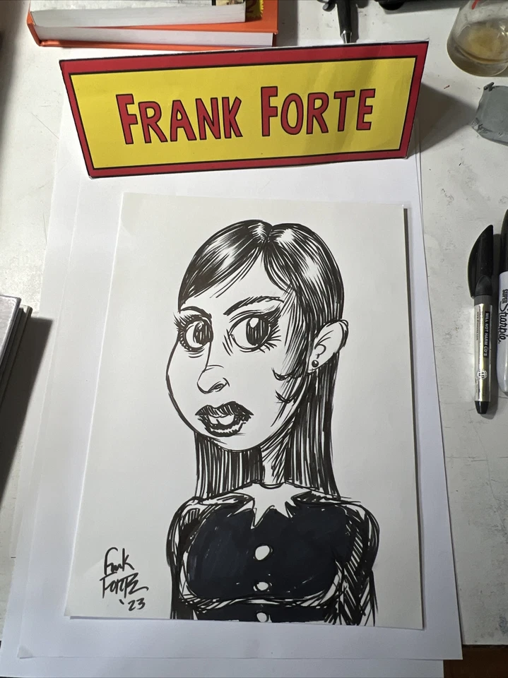 Sexy Chica Gótica Monstruo Horror Arte Original Copia Marcador Dibujo Por Frank Forte Foto 2 de 3