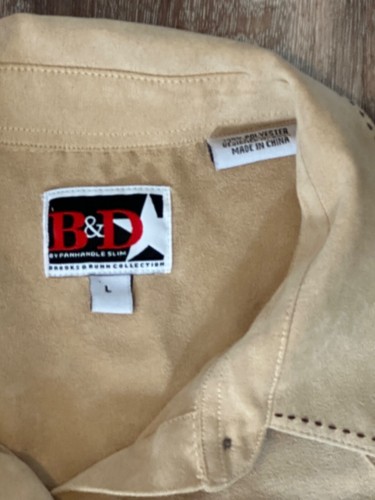 Brooks & Dunn Shirt Panhandle Slim Microsuede Tan Snap Childs Large Country - Picture 3 of 10