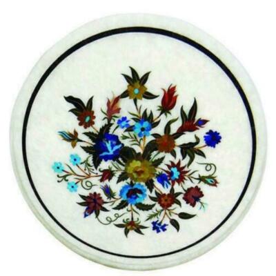 18'' white marble table top inlay malachite center coffee antique home decor w29