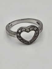 Vintage Sterling Silver Clear CZ Heart Dainty Ring Size 8