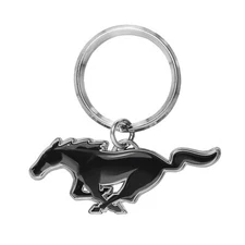 iPick Image for Ford Mustang in Black 3D Pony Die-Cut Metal Key Chain Key-Charm