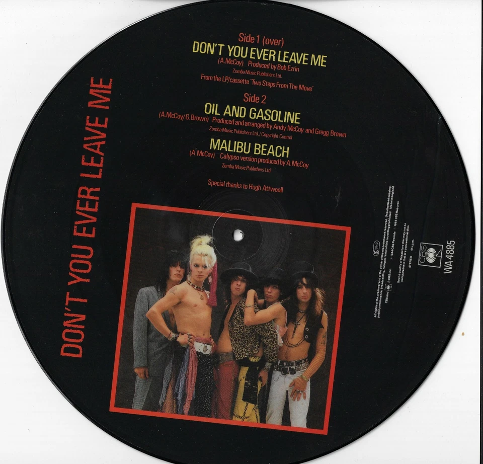 HANOI ROCKS 12" 3D picture disc 45rpm DON'T YOU EVER LEAVE ME_orig 1984 U.K. CBS - Image 2 of 2