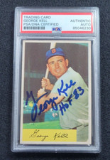 Rare 1954 GEORGE KELL Signed  Bowman Card-HALL OF FAME-BOSTON RED SOX-PSA